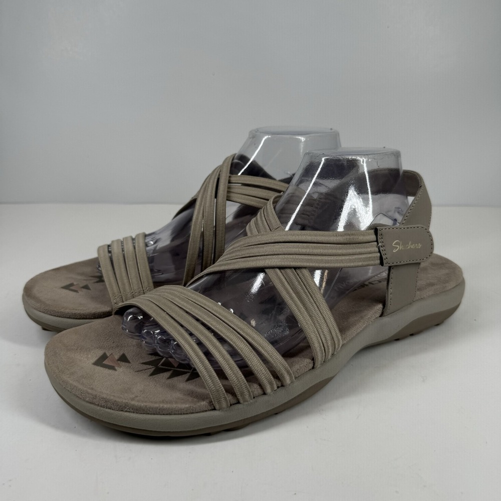 Skechers Reggae Slim Sunnyside 2.0 Women's US 10.5 Taupe Strappy Flat Sandals